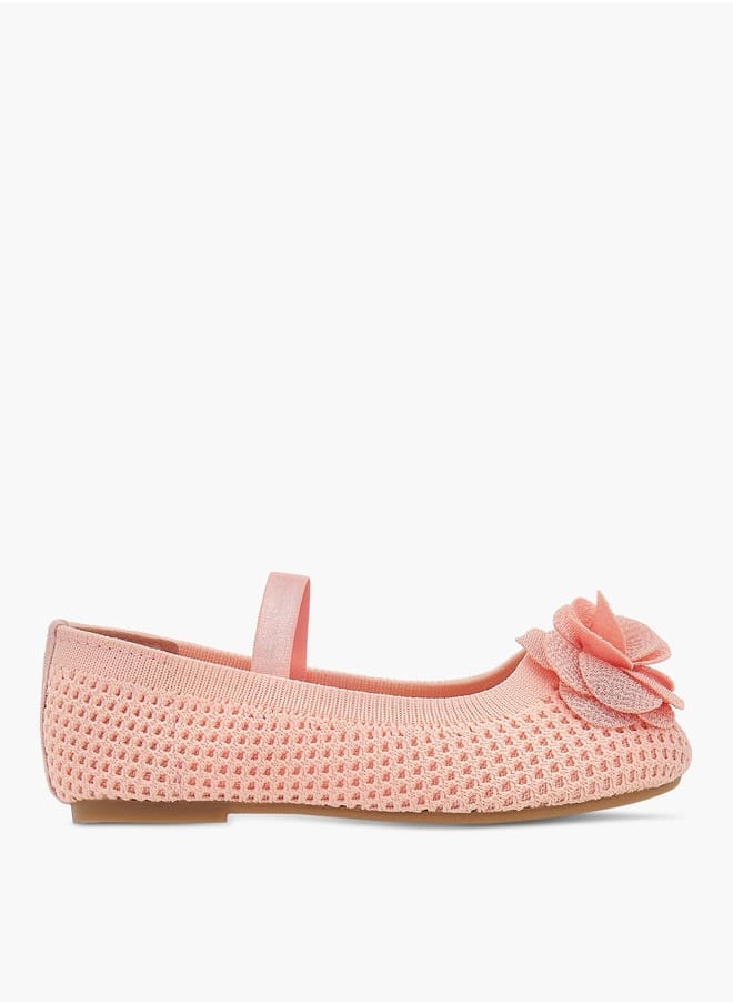 Flora Bella By Shoexpress Girls Textured Ballerina Shoes With Elastic And Flower Detail  - Image 3