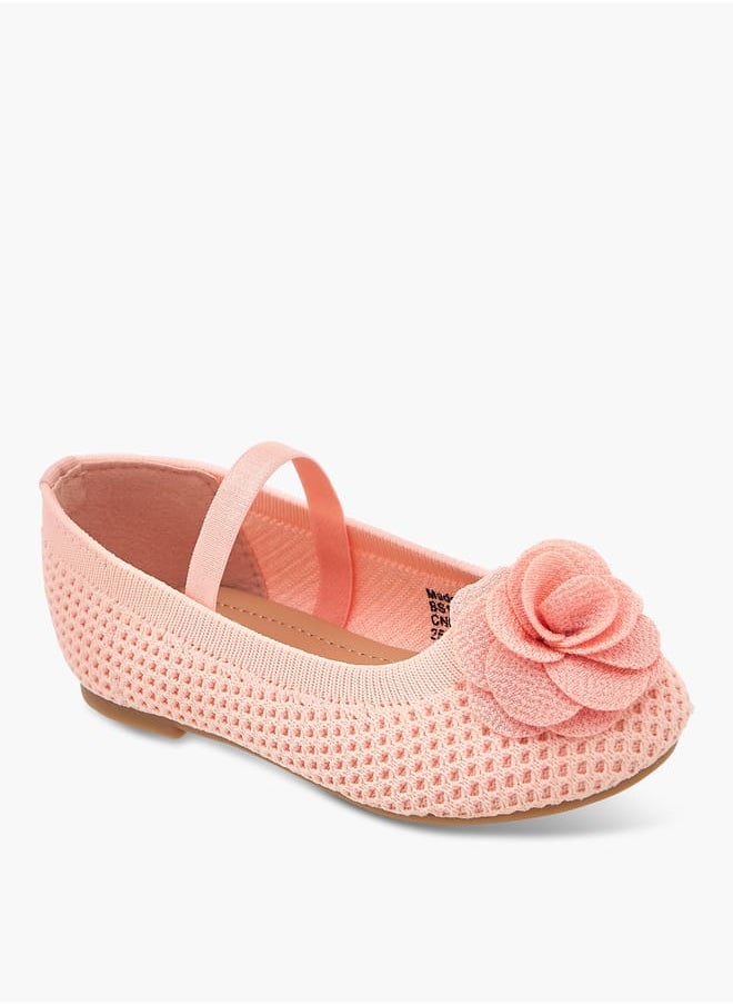 Flora Bella By Shoexpress Girls Textured Ballerina Shoes With Elastic And Flower Detail  - Image 1