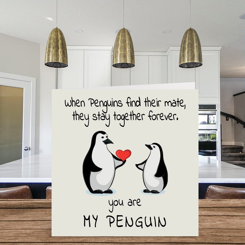 Stuff4 Valentines Card - You Are My Penguin - Cute Romantic Wedding Anniversary Card for Wife Husband Girlfriend Boyfriend Partner Friend Him Her, 5.7 x 5.7 Inch Valentine's Day Greeting Cards for Fiancee - Image 3