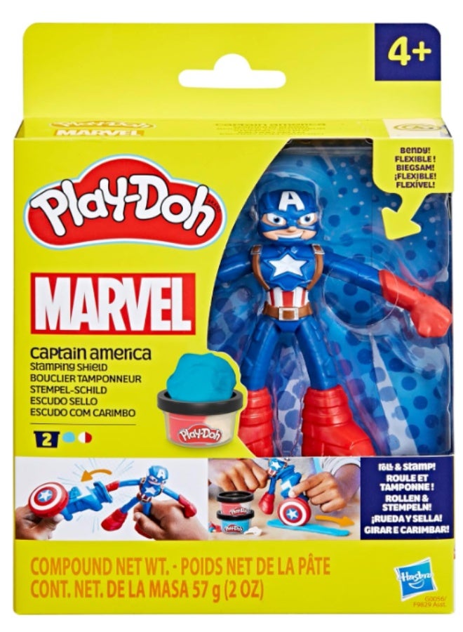 Play-Doh Marvel Captain America Stamping Shield with Bendy Action Figure Set - Image 3