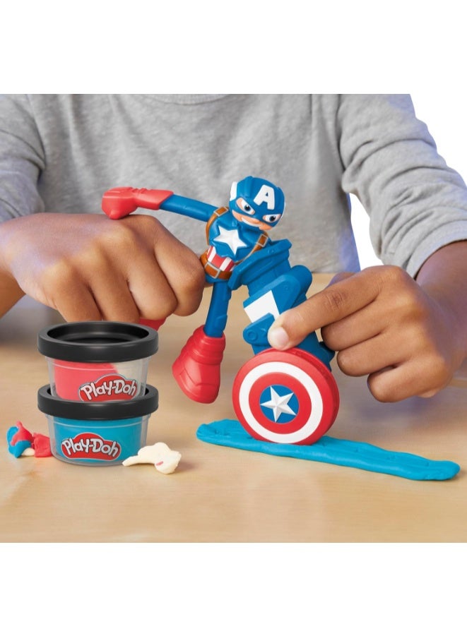 Play-Doh Marvel Captain America Stamping Shield with Bendy Action Figure Set - Image 4