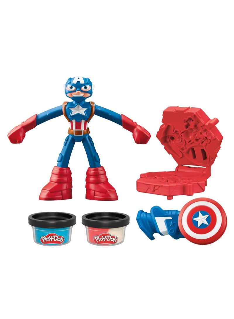 Play-Doh Marvel Captain America Stamping Shield with Bendy Action Figure Set - Image 2