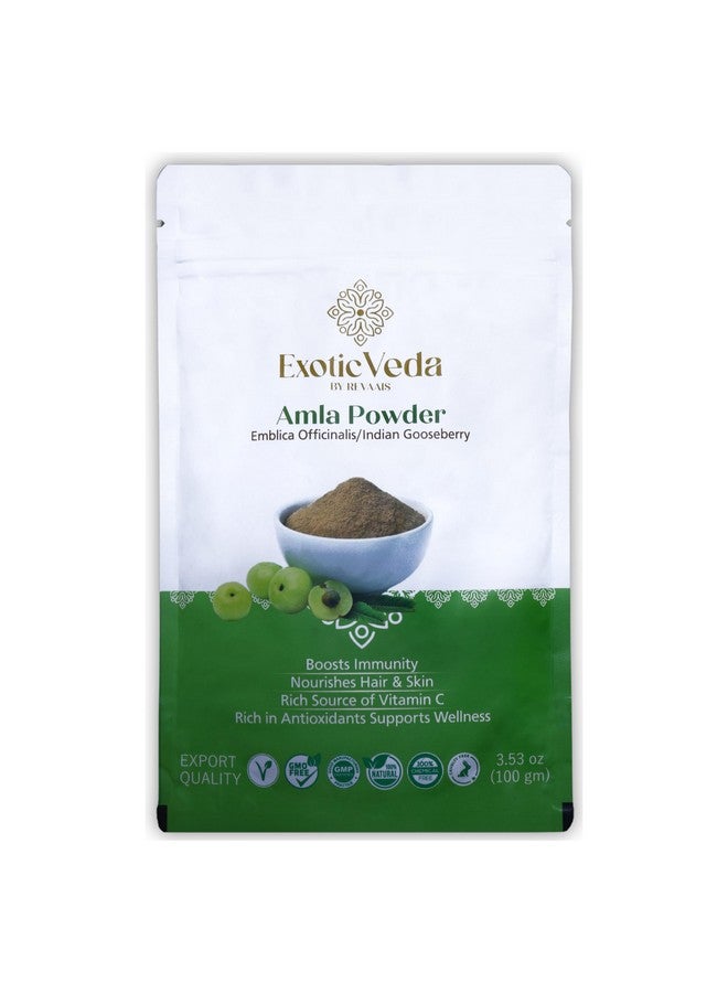 Exotic Veda Amla Powder - Dried Indian Gooseberries Amla Powder, Pure Vitamin C, Rich Amalaki Fruit Powder, Amla Indian Gooseberry (Amalaki): 3.53 Oz - Image 1