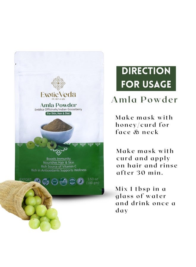 Exotic Veda Amla Powder - Dried Indian Gooseberries Amla Powder, Pure Vitamin C, Rich Amalaki Fruit Powder, Amla Indian Gooseberry (Amalaki): 3.53 Oz - Image 3