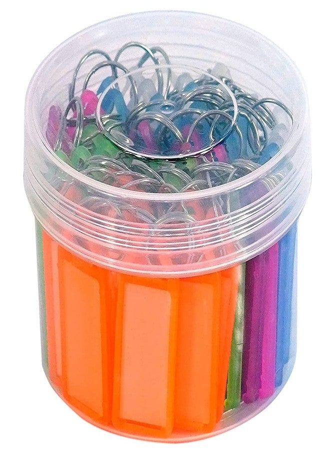ayushicreationa Keychains with Plastic Name Tag Labels Identifiers Tags with Keyring for Luggage Drawers Cupboards Room Keys Multipurpose Multicolor (50) - Image 1
