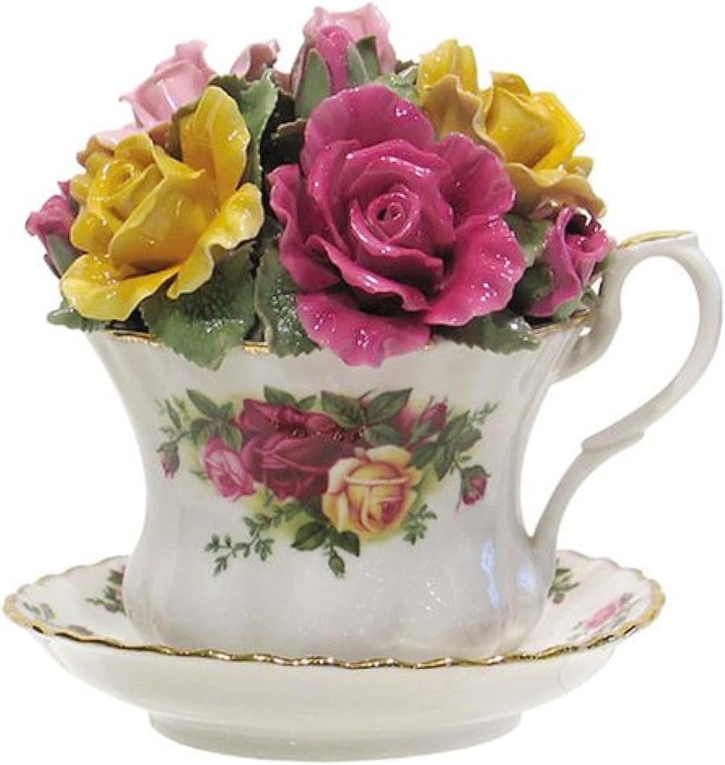 Royal Albert Old Country Roses Musical Teacup with Multicolored Floral Print - Image 1
