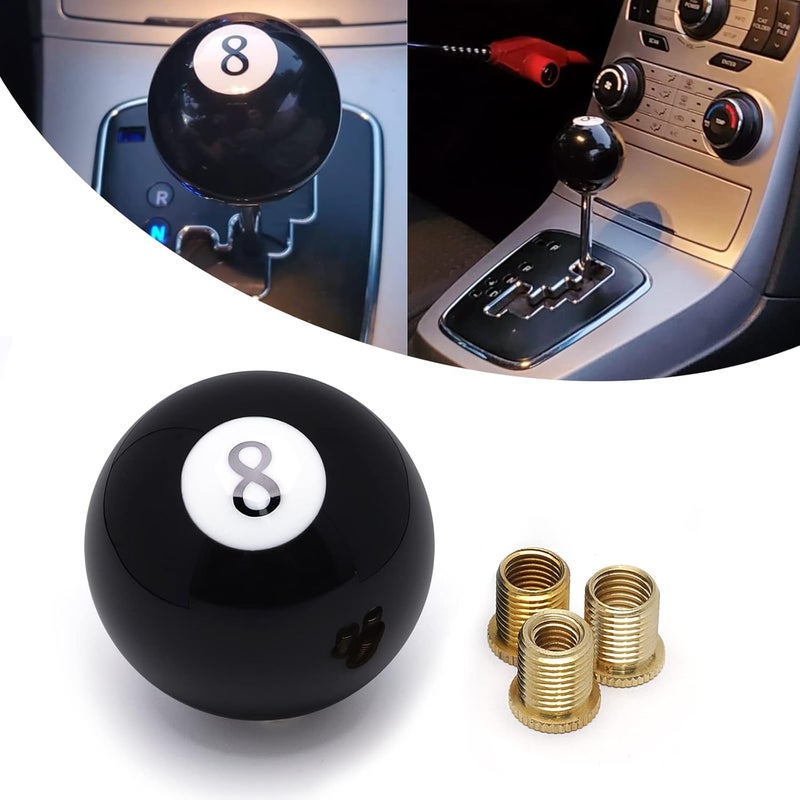 ANDO RACING Black 8 Ball Acrylic Manual Gear Shift Knob with 3 Adapters - Image 3