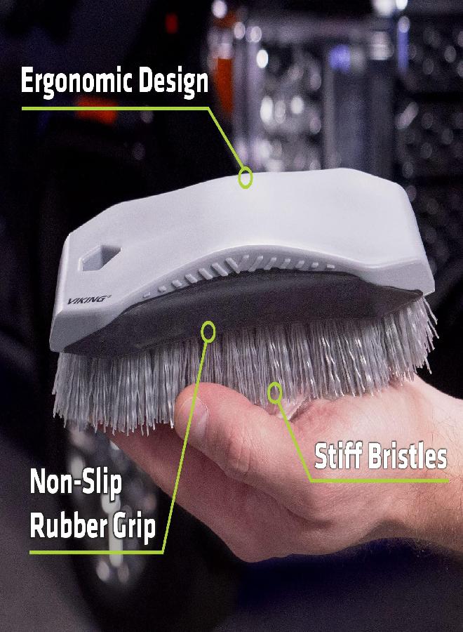 VIKING Carpet Cleaning and Scrub Brush for Floor Mats, Cleaning Brush for Car Interior and Home, Grey, 6.4 x 2.8 x 1.8 Inch - Image 1