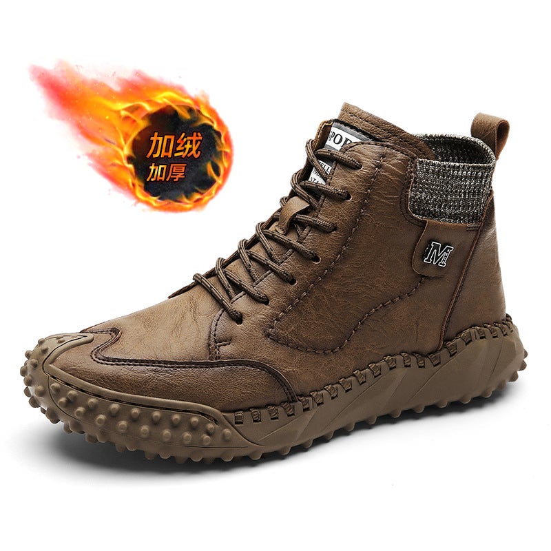 Large Size Casual Fashion Hand-Stitched Men'S Shoes Plus Cotton Four Seasons Cotton Boots Casual Shoes - Image 1