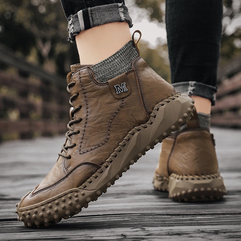 Large Size Casual Fashion Hand-Stitched Men'S Shoes Plus Cotton Four Seasons Cotton Boots Casual Shoes - Image 3