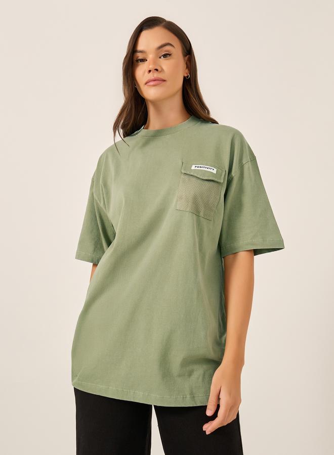 Styli Acid Washed Oversized T-Shirt with Mesh Pocket - Image 3