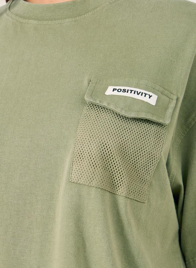 Styli Acid Washed Oversized T-Shirt with Mesh Pocket - Image 4