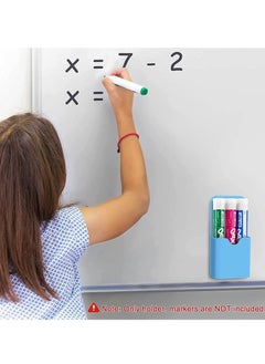 Y&D Magnetic Marker Holder Pen for Whiteboard or Fridge, Magnet Pencil Cup Storage Organizer School Office Home Locker and Metal Cabinets 2 Pack Blue  - Image 2