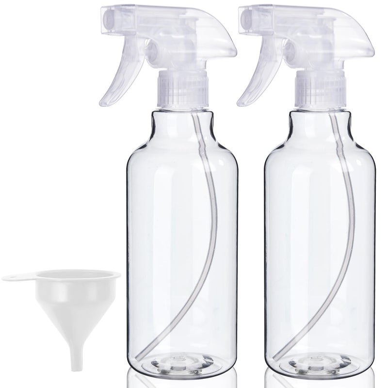 Bealee Plastic Spray Bottles, 2-Pack, 16.9 Oz, Mist & Stream, Heavy Duty Spraying, Empty Water Spray Bottle for Cleaning Solutions, Essential Oils, Hair, Plants, BBQ, Cat Dog Behavior Correction (Clear) - Image 1