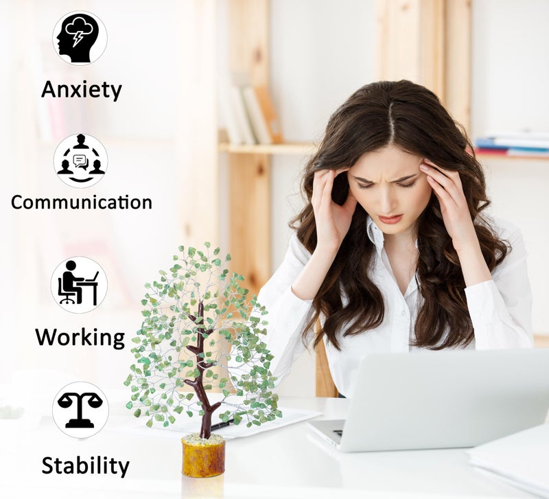 Crocon Green Jade Crystals Tree of Life Decor for Shelf Healing Crystals Spiritual Gift Sage Green Office & Room Decor House Warming Gifts New Home Decor Feng Shui Birthday Gifts for Women & Men - Image 3