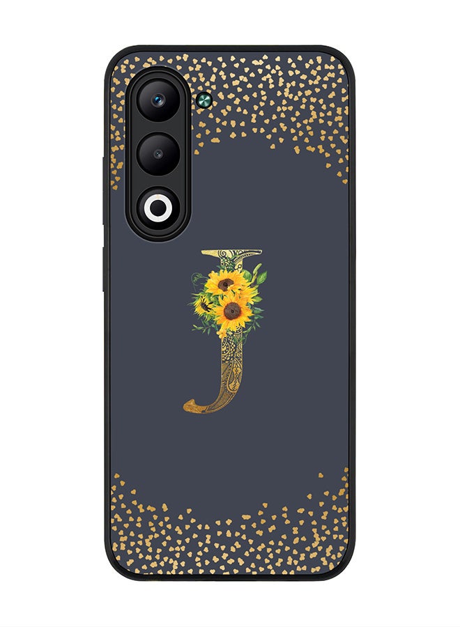 Stylizedd For Oppo A5 5G / A5 4G Case,Slim fit Camera Protection, Shockproof Thin Phone cover  - Custom Floral Monogram - J  (Grey )