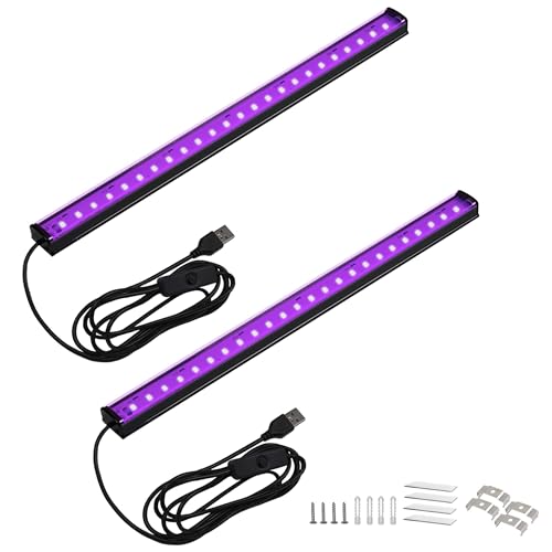 U4GLORY UV LED Black Light Bar, 10W USB 5ft Cable UV Light, 1ft Blacklight Bar for Body Painting Blacklights Tapestry Poster Glow Party Black Lights Strip for Cabinet, 2 Pack - Image 1