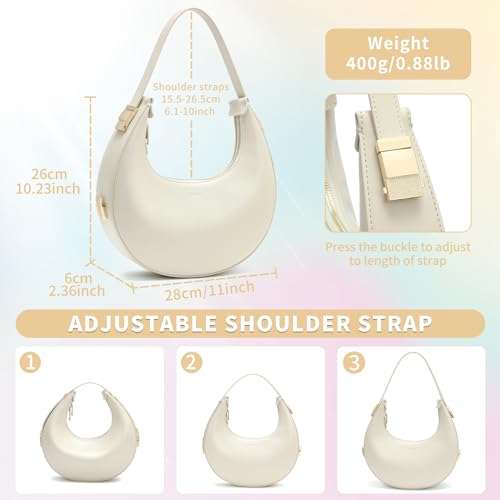 Keyli Shoulder Bag for Women Waterproof Leather Clutches Purses Trendy Casual Tote Handbags Designer Bags Adjustable Strap Hobo Bag Evening Bags with Zipper for Travel Shopping Dating Khaki - Image 3