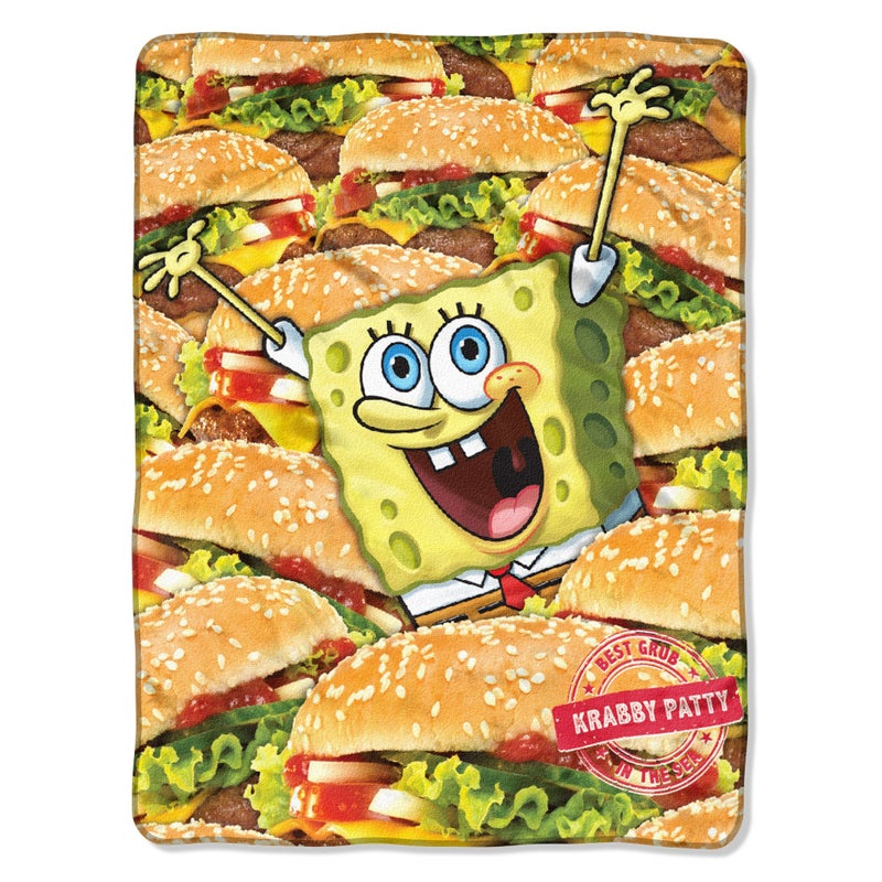 Northwest Spongebob Squarepants Micro Raschel Throw Blanket 46 x 60 Mass Patties