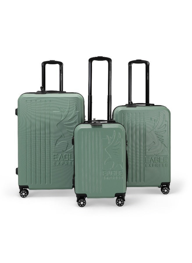 Eagle Express Superior 3-Piece Hard Trolley Luggage Set (20/24/28 Inch) – Green Tea – ABS Scratch-Resistant Suitcases with 360° Spinner Wheels, 1-Year Warranty - Image 1