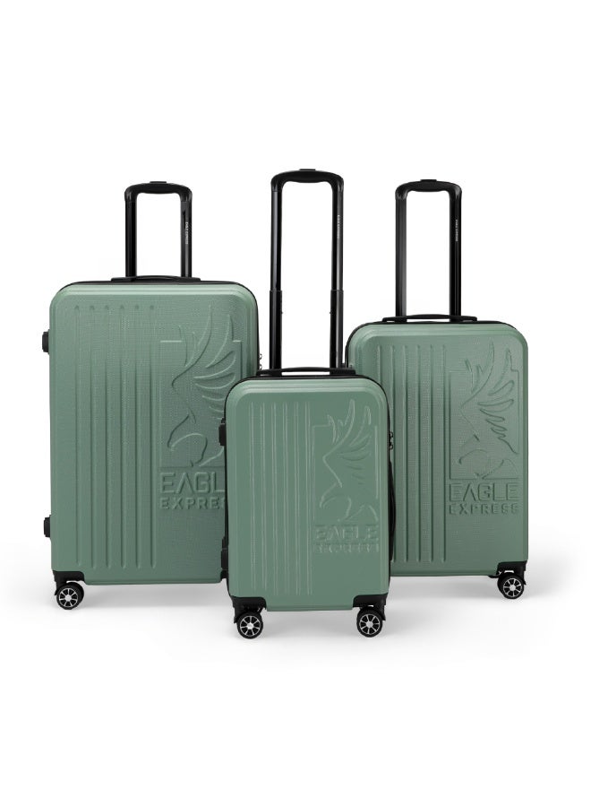 Eagle Express Superior 3 Piece Luggage Set 20/24/28 Inch Tea Green, ABS Hard Shell Trolley Suitcase Set with Lightweight Travel Design, Cabin & Check-In Luggage, 360 Spinner Wheels, Secure Lock System and 2 Year Warranty - Image 1
