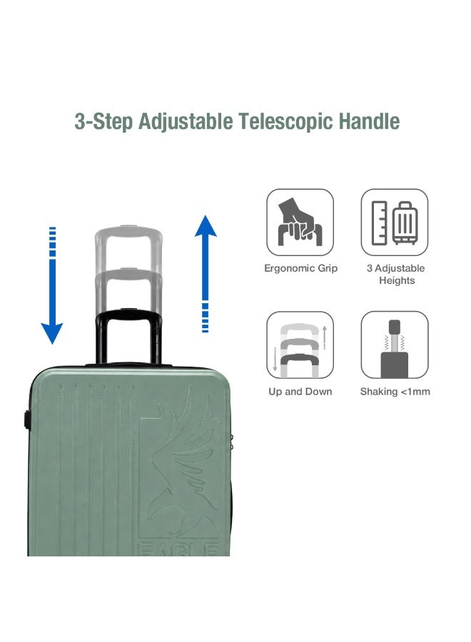 Eagle Express Superior 3 Piece Luggage Set 20/24/28 Inch Tea Green, ABS Hard Shell Trolley Suitcase Set with Lightweight Travel Design, Cabin & Check-In Luggage, 360 Spinner Wheels, Secure Lock System and 2 Year Warranty - Image 4