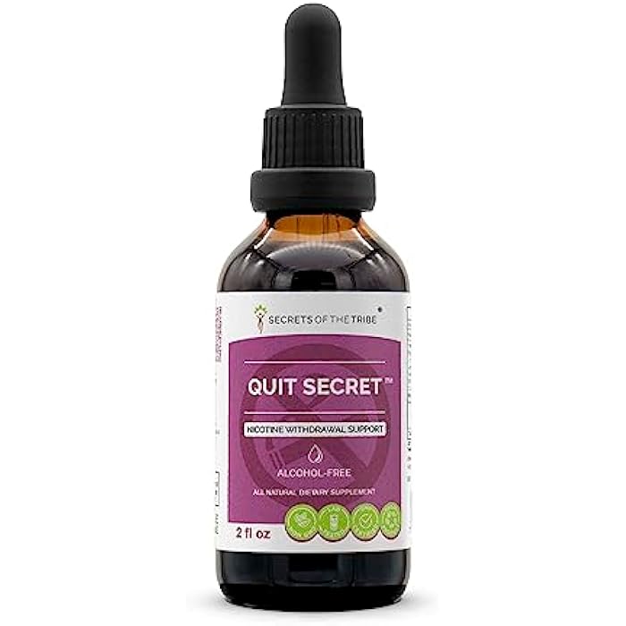 Secrets of the Tribe Quit Secret Alcohol-Free Extract, Licorice,Lungwort,Nutmeg,St. John's Wort. Glycerite Tincture, Nicotine Withdrawal Support (2 fl oz) - Image 1