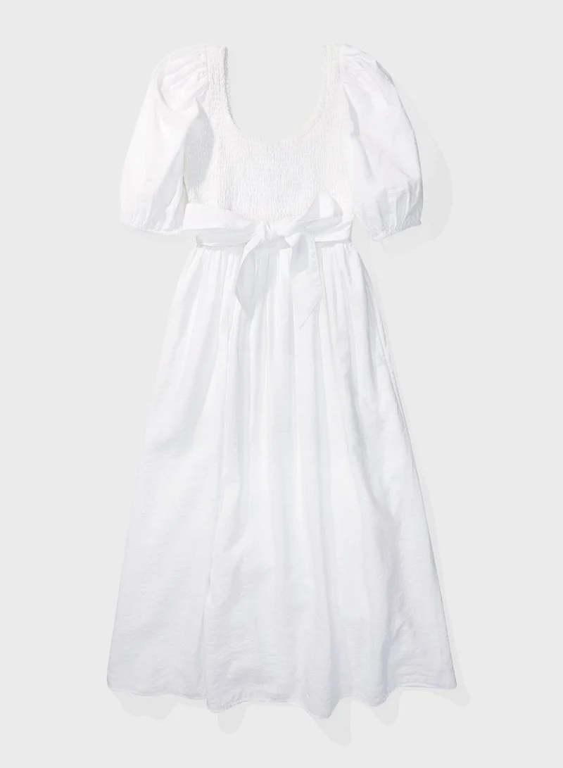 American Eagle Shirred Puff Sleeve Dress