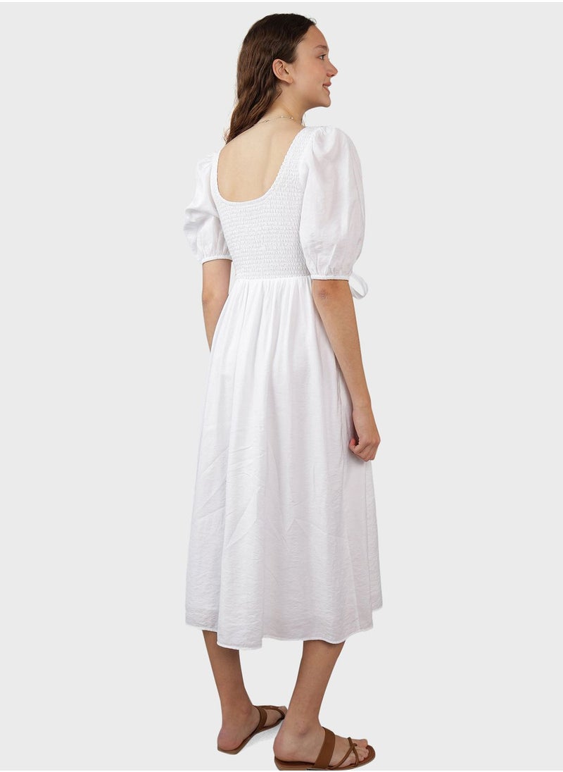 American Eagle - Puff Sleeve Ruffle Dress - Image 1