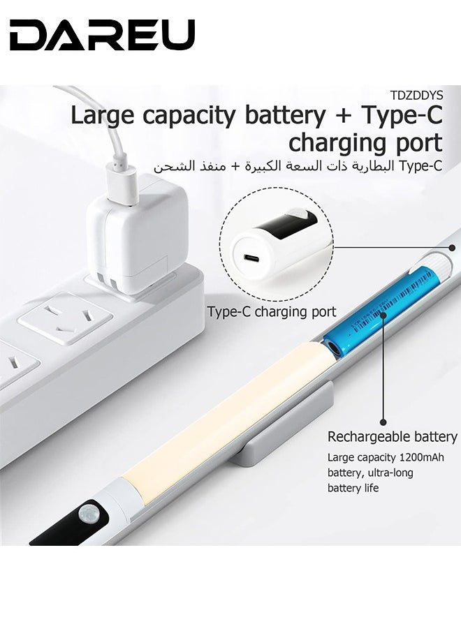 Rechargeable Motion Sensor Under Cabinet Lights, USB-C Wireless LED Closet Light with Digital Display, Adjustable Brightness & Color Temperature, Magnetic Dimmable Lighting for Kitchen, Wardrobe, Stairs, and Pantry