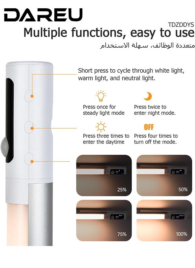 Rechargeable Motion Sensor Under Cabinet Lights, USB-C Wireless LED Closet Light with Digital Display, Adjustable Brightness & Color Temperature, Magnetic Dimmable Lighting for Kitchen, Wardrobe, Stairs, and Pantry