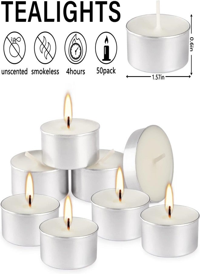 HOMECRAZE Tealight Candles Parrafin Wax Tea Lights, Unscented, White, Burns Tealight Candles Unscented Smokeless Bright Flame Tealights for Home Decoration (Modern, 24, Count) - Image 4
