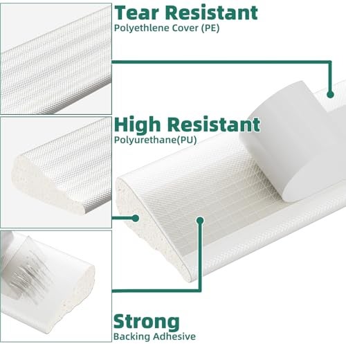 Vannesse Weather Stripping Door Seal, 118 inch Wedge Window Seal Strip, Soundproofing,Strong Adhesive,Lightproof,Noise-Reduction,Weatherproof Foam Tape Insulation for Sliding Door, Door Frame- White - Image 5