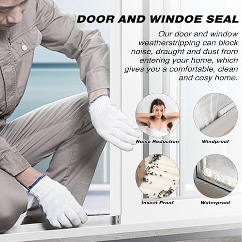 Vannesse Weather Stripping Door Seal, 118 inch Wedge Window Seal Strip, Soundproofing,Strong Adhesive,Lightproof,Noise-Reduction,Weatherproof Foam Tape Insulation for Sliding Door, Door Frame- White - Image 2