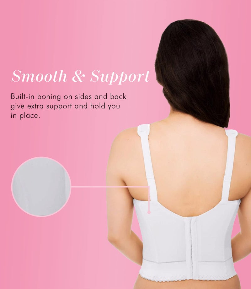 Exquisite Form womens Back Close Longline Bra, White, 36C US - Image 2