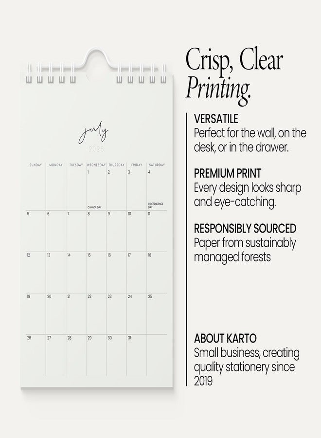 Karto Small Wall Calendar 2026 - Vertical 6x9 inch January 2026 to June 2027 - Small, Versatile, and Easy Planning with the Aesthetic Desk Monthly Calendar - Cursive Beige - Image 3
