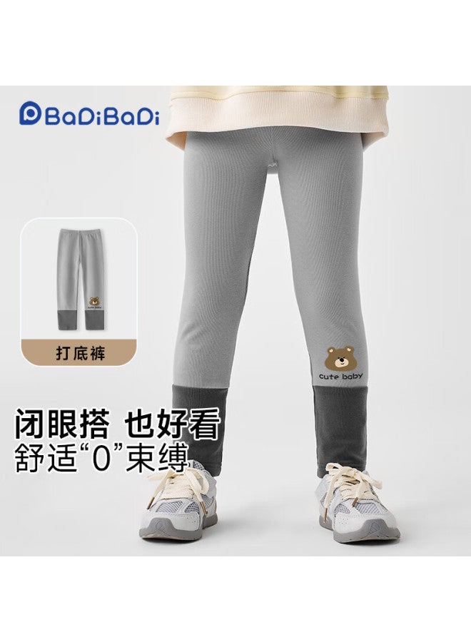 Badibadi Spring Autumn Baby Girls High Elastic Warm Outerwear Leggings Gray Little Bear Baby Size 110