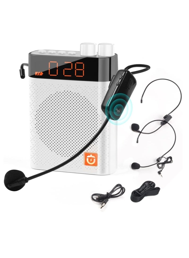 Beauenty Voice Amplifier with UHF Wireless Microphone Headset 3200mAh Portable Bluetooth Personal Voice Amplifier for Teachers Fitness Instructors Tour Guide Classroom Speaker Outdoors - Image 1