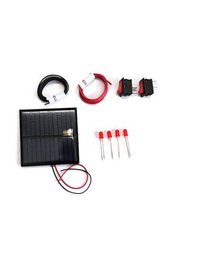 Electronicspices Electronic Spices Solar for DIY, Solar Panel 6v- 100 mah, 70mm*70mm*03mm, Solar Panel in Square Shape, 4 LEDs, 2 ON/Off Switch, 2 Meter Wire  - Image 1