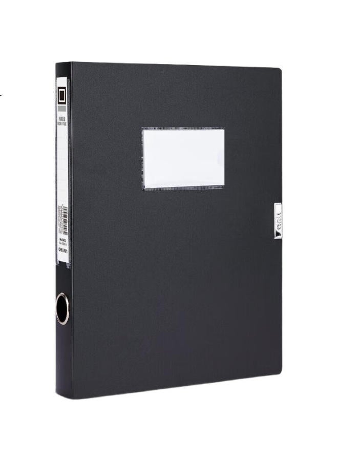 Deli 50Mm Single A4 Velcro File Box Plastic Document Organizer, Accounting File Storage Box, Office Supplies, 5623 Black - Image 1
