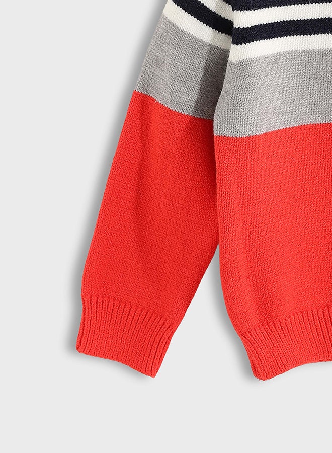 ريد سيركل بلوفر أطفال محبوك بخيط بوقليت مخطّط - Image 3