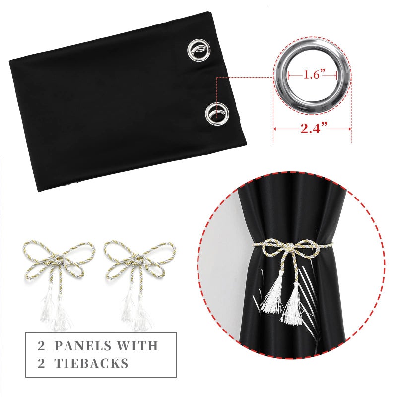 Estelar Textiler Blackout Curtains 84 Inches Long 2 Panles Elegant Silver Palm Tree Designed Window Drapes Energy Saving Light Blocking Curtains for Bedroom, 52Wx84L, Black, Set of 2 Panels - Image 5