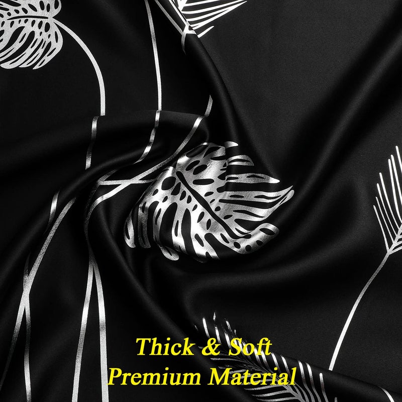 Estelar Textiler Blackout Curtains 84 Inches Long 2 Panles Elegant Silver Palm Tree Designed Window Drapes Energy Saving Light Blocking Curtains for Bedroom, 52Wx84L, Black, Set of 2 Panels - Image 4