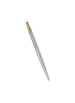PARKER Classic Stainless Steel Gold Trim Ball Pen| Ink Color - Blue | Corporate Gift | Ideal For Professional Use  - Image 2