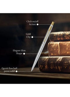 PARKER Classic Stainless Steel Gold Trim Ball Pen| Ink Color - Blue | Corporate Gift | Ideal For Professional Use  - Image 5