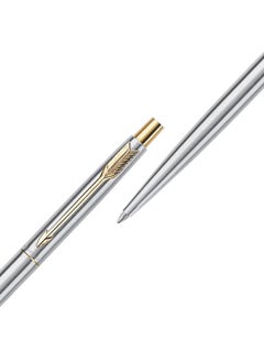 PARKER Classic Stainless Steel Gold Trim Ball Pen| Ink Color - Blue | Corporate Gift | Ideal For Professional Use  - Image 4