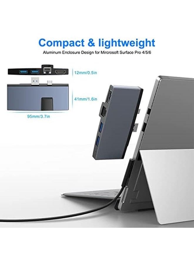 erorex - Usb C Hub Surface Pro 4 5 6 Docking Station 2 Usb 3.0 Hub Ports Sd And Tf Micro Sd Memory Card Reader Mini Dp To 4K Hdmi 1Usb To Ethernet Adapter - Image 1