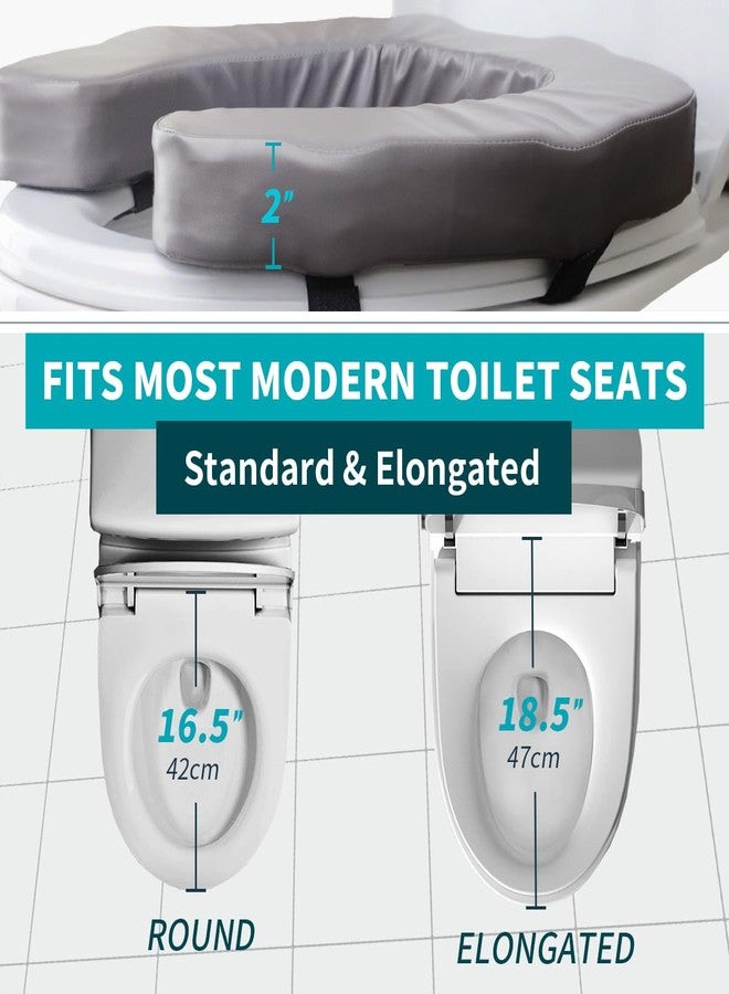QIUCHA Raised Toilet Seat Cushion for Elderly - Adds 2 inches - U Shape Toilet Seat Riser with High-Density Foam for Enhanced Comfort & Elevation, Universal Fit - Image 3