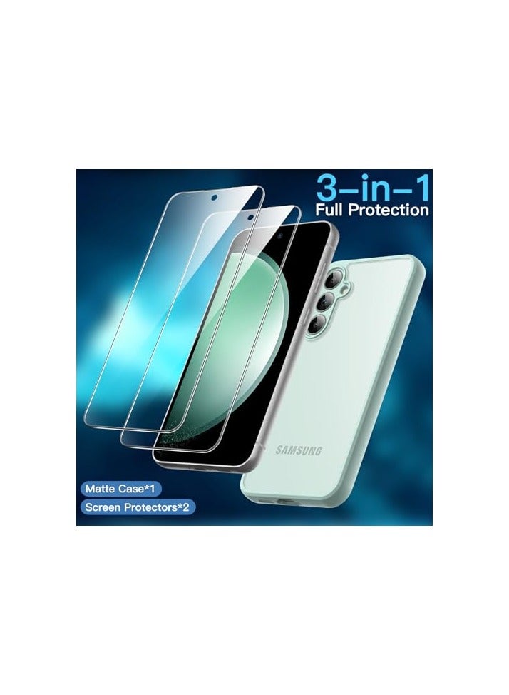 جي تيك حافظة JETech 3 في 1 غير لامعة لهاتف Samsung Galaxy S23 FE مقاس 6.4 بوصة مع واقي شاشة من الزجاج المقسى، وغطاء هاتف شفاف مقاوم للصدمات مع حماية الكاميرا (زيتوني) - Image 5
