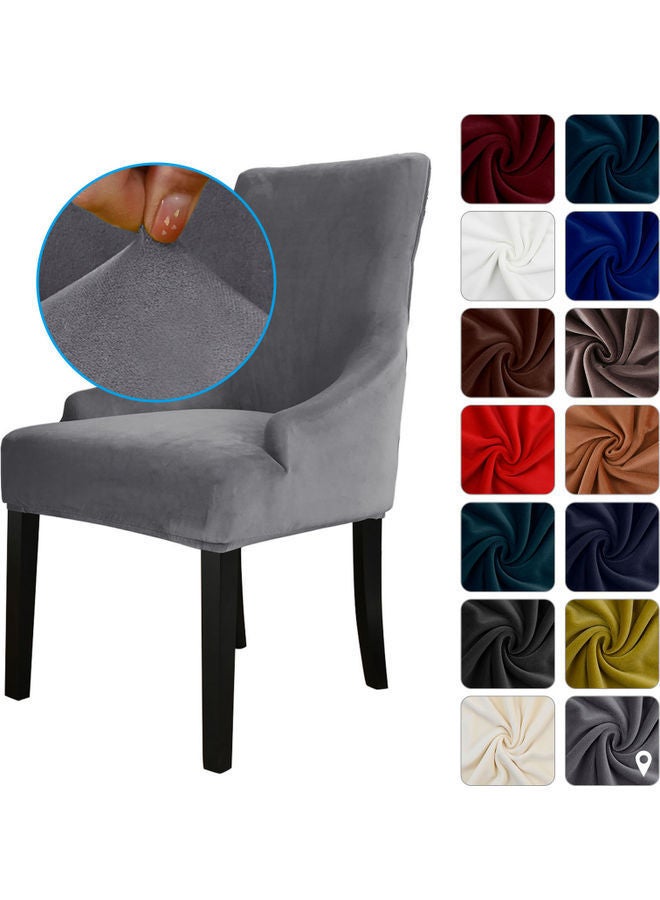 NIBEMINENT Velvet Slipcovers Removable Washable Soft Dining Chair Protector Cover Grey 25 x 2 19cm - Image 1